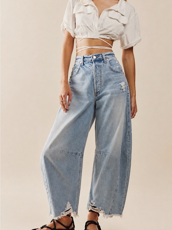 Citizens Of Humanity Denim - Citizens Of Humanity Barrel Light Blue High-Rise Wide Leg Jeans